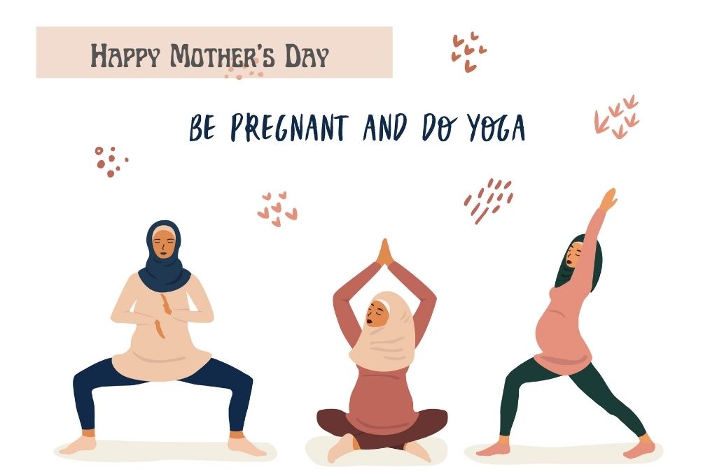 happy mother's day pregnant muslim women yoga